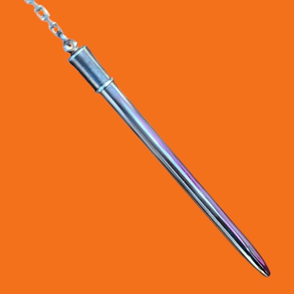 Hermes Sterling Silver Purse or Agenda Pencil 3 1/2" Chain 10 1/2" Lobster Lock - Picture 7 of 10